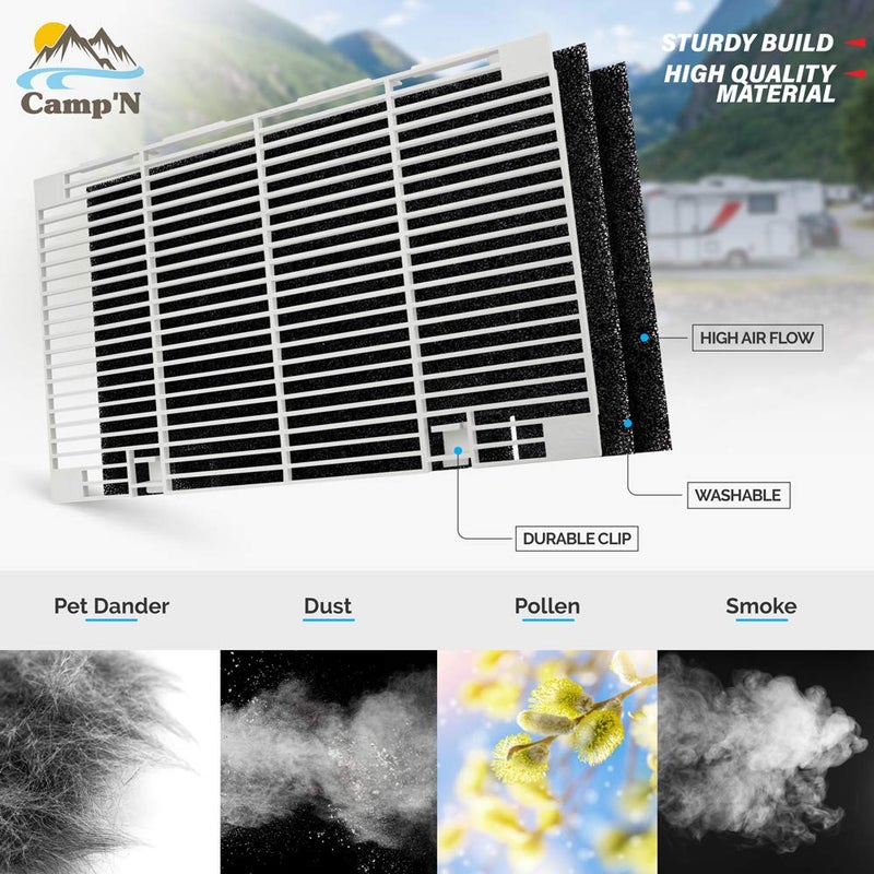Camp'N RV AC Grille Replacement - Dometic 3104928.019 AC Air Grille Duo-Therm Compatible with 2 Replacement Filters - Polar white - Image 3